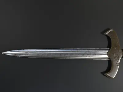 Old Rusted Dagger Low-poly 3D model
