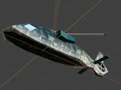 military helicopter low poly Low-poly 3D model