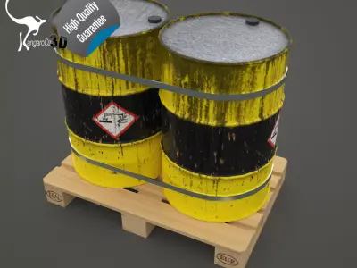 Barrels Pallet Low-poly 3D model