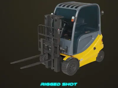Forklift Truck 01 Yellow All PBR Unity UE Textures Low-poly 3D model