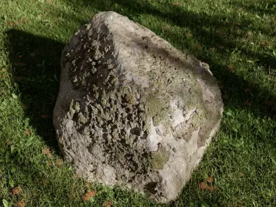  Warm Toned Peaked Mossy Smooth Large Rock Boulder Model 