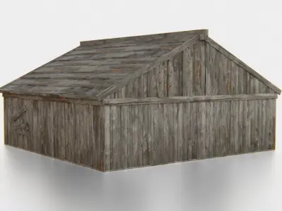 Old Wooden Medieval Building House 3 Low-poly 3D model