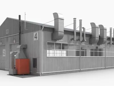 Industrial Workshop Building Simplified 3D model