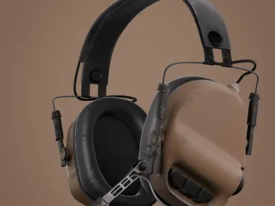 Military Headset Low-poly 3D model