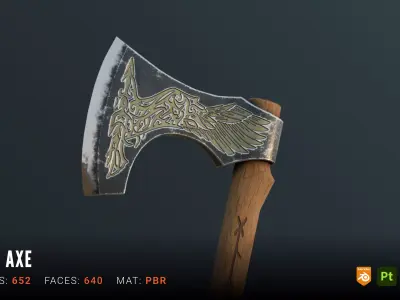 Viking Axe Low-poly 3D model 35