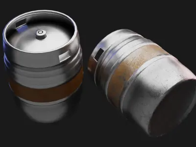 Beer Keg 50L - New and Worn Low-poly 3D model