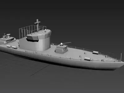Navy O coast guard Boat or ship Low-poly 3D model