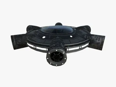 Alien Spaceship UFO J10 Full Black - Sci Fi Spacecraft Design Low-poly 3D model