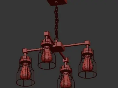 Industrial Wire Cage Chandelier 3D model