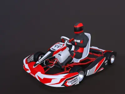 LowPolyKartWithPlayer2 go kart Low-poly 3D model