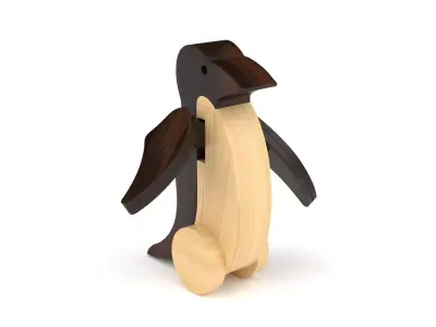 Wooden toy penguin 3D model