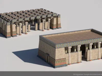 D Kit Egyptian Temple Architecture Kit Low-poly 3D model