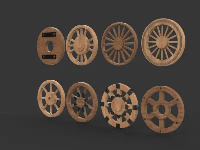 Wooden wheels  3D model