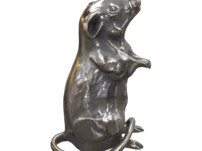 Rat metal statues Low-poly 3D model