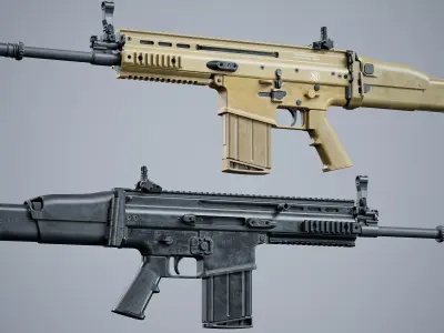 MK 17 FN SCAR-H modular Low-poly 3D model