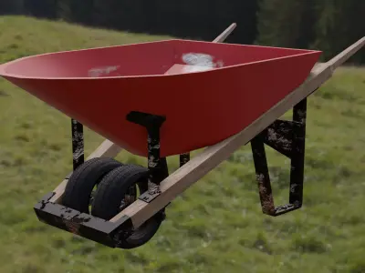 Well-used Wheelbarrow Free low-poly 3D model