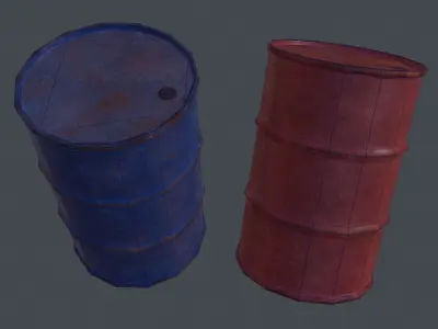 Oil Barrel Rusty Low-poly 3D model