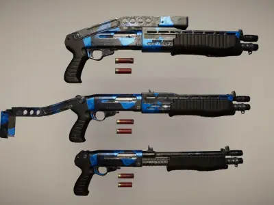 AAA Spas12 and Unity Camo shaders Low-poly 3D model