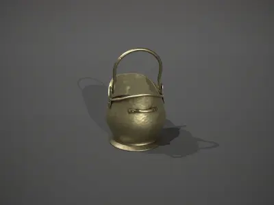 Brass Coal Scuttle - Coal Bucket Low-poly 3D model