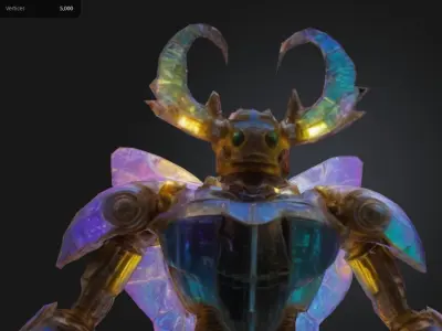  Chromatic Beetle Bot Low-poly 3D model