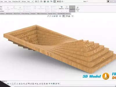 Furniture Design Concept wood modern table Free 3D model