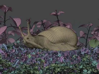 Snail Forest 3D Scene Low-poly 3D model