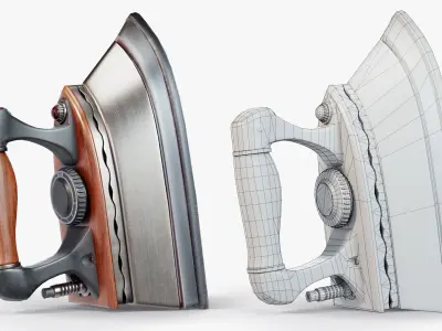 Iron Steam Vintage  Low-poly 3D model