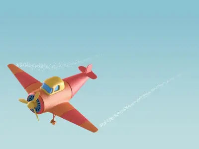 airplane cartoon 3d model animation 3D model