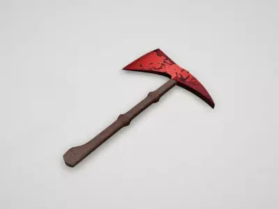 Game asset Fiery Red Spotted Battle Axe 3D model