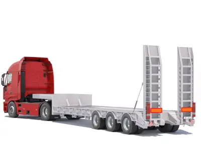Iveco Stralis with Flatbed Semitruck 3D model