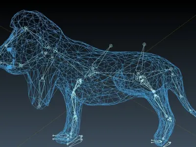 Lion 3d running Low-poly 3D model