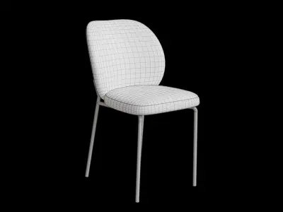 Simple Black Fabric Black Metal Chair Low-poly 3D model