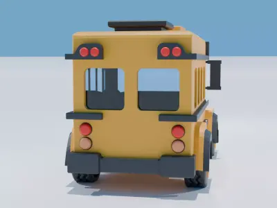School Bus cartoon Low-poly 3D model
