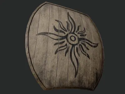 Slavic hybrid shield-painted black Sun symbol Low-poly 3D model