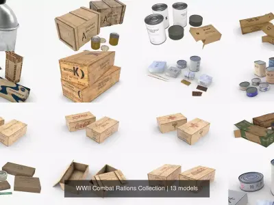 WWII Combat Rations Collection 3D Model Pack