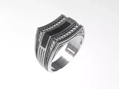 083 - Antique Gents Ring Oxidised 3D print model purchase