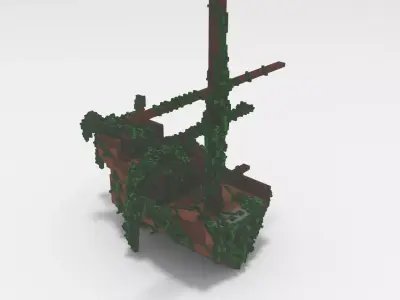 Voxel - Type1 Mossy Damaged Ship - Low-poly 3D Model Low-poly 3D model