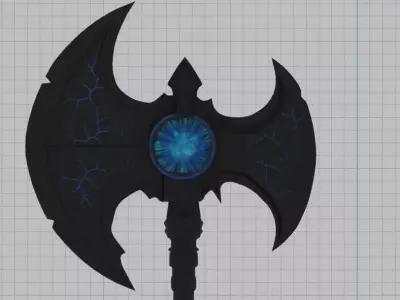 Battle axe Low-poly 3D model 12
