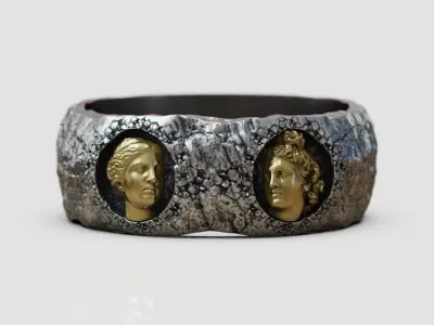 Wedding pair rings greek sculptures antique 3D print model