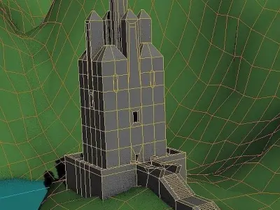 castle tower low poly Low-poly 3D model
