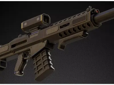 Z-22 Breacher Sci-Fi Rifle - Low Poly PBR Game Ready Low-poly 3D model