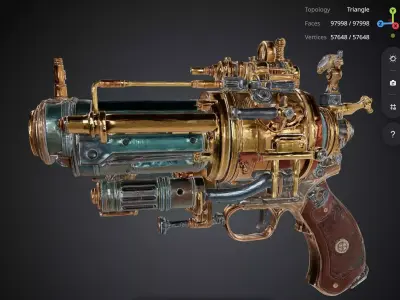 Steampunk Pistol 3D model buy