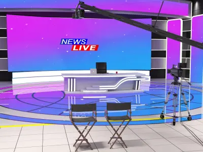  News Broadcast Studio Set 