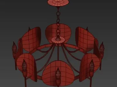 Concave Smoked Lucite Disc Chandelier 3D model