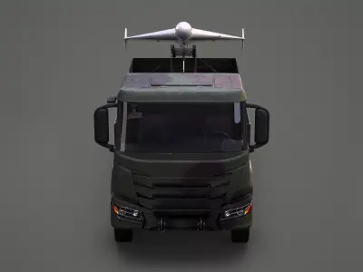 Military Transport Truck with Drone Launcher Geran-2 White 3D model