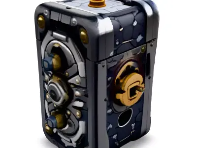 SciFi Metallic Security Box Low-poly 3D model