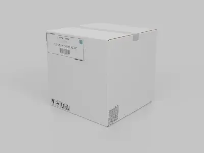 White Cardboard Box R-444 - Rigged and Customizable Low-poly 3D model