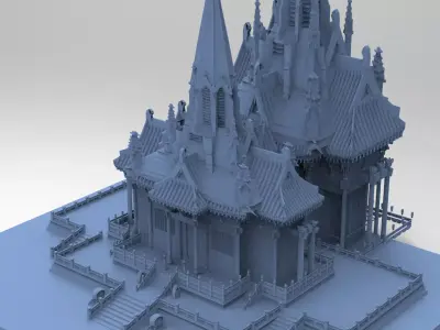 Japanese Temple Warrior Dome 2  3D model