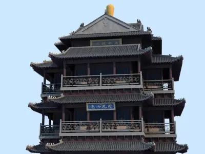 Chaoran Tower Jinan Chinese Ancient Architecture Pagoda  3D model
