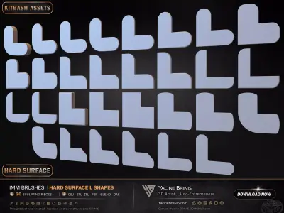 30 Hard Surface IMM L Shapes Low-poly 3D model